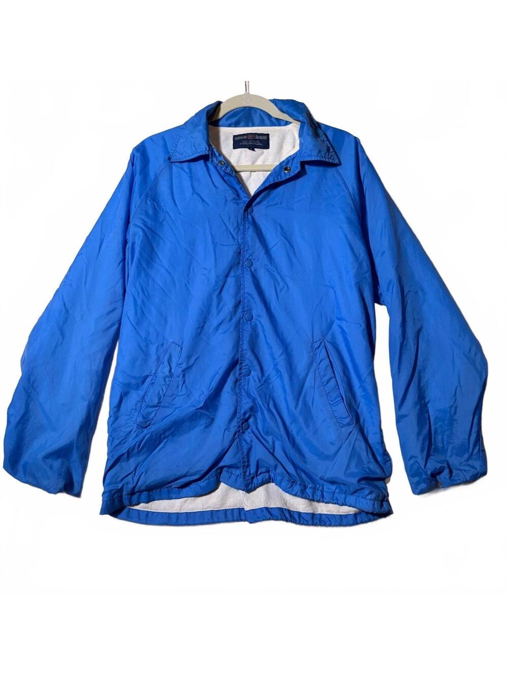 Vintage VIP Coach Jacket Mens Medium Blue Snap Front Windbreaker
